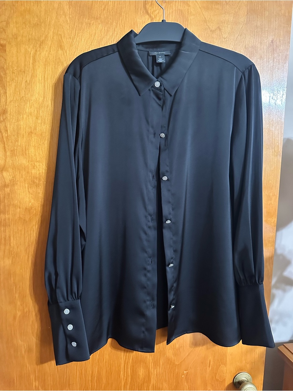 Halogen Black Satin Button-Down Dress Shirt